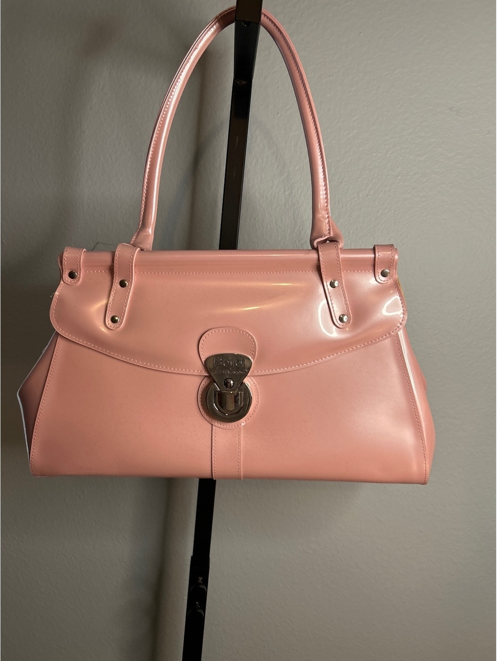 Beijo Pink Patent Leather Shoulder Bag